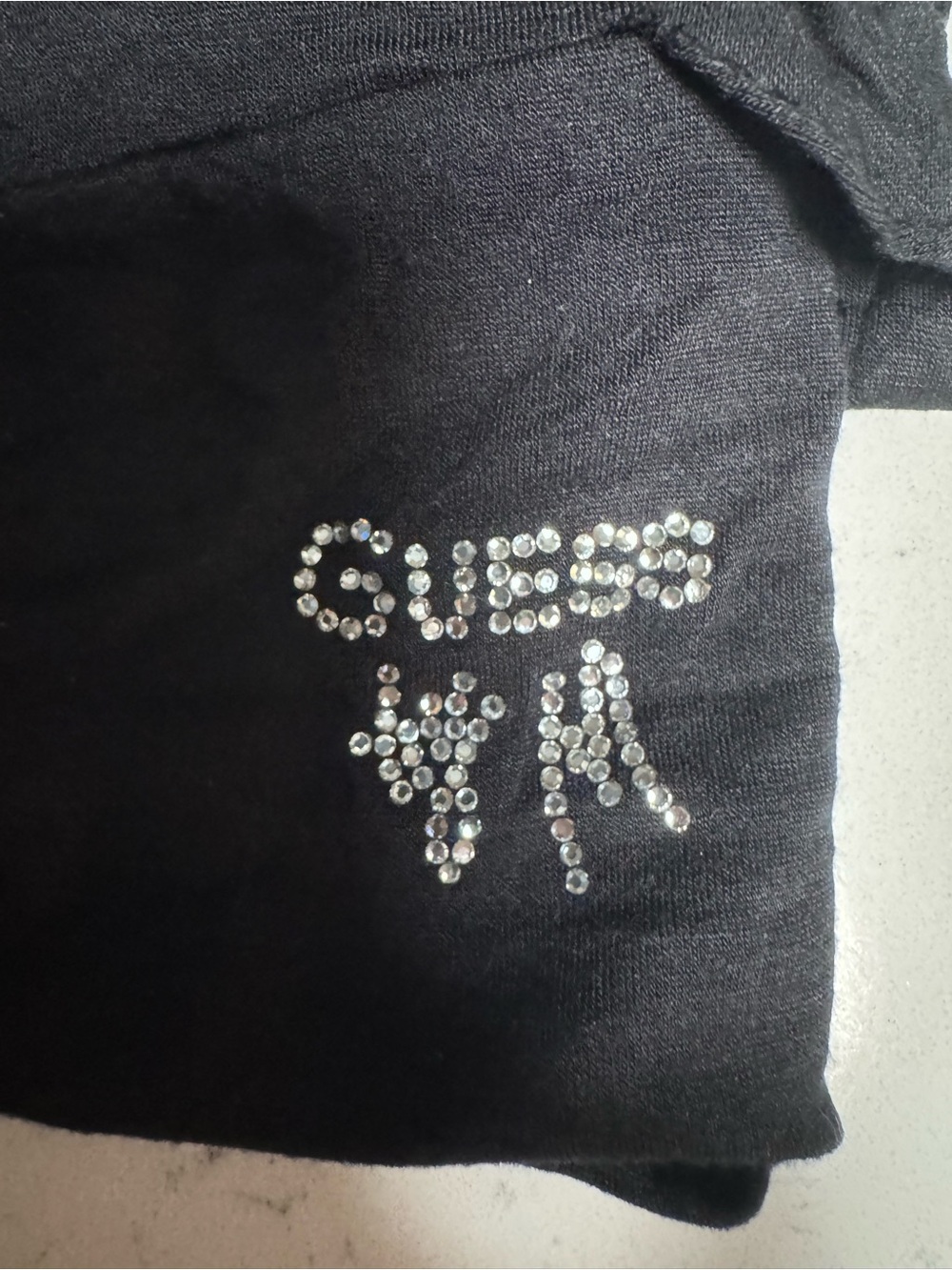 Black Rhinestone Graphic Tee - Guess Style